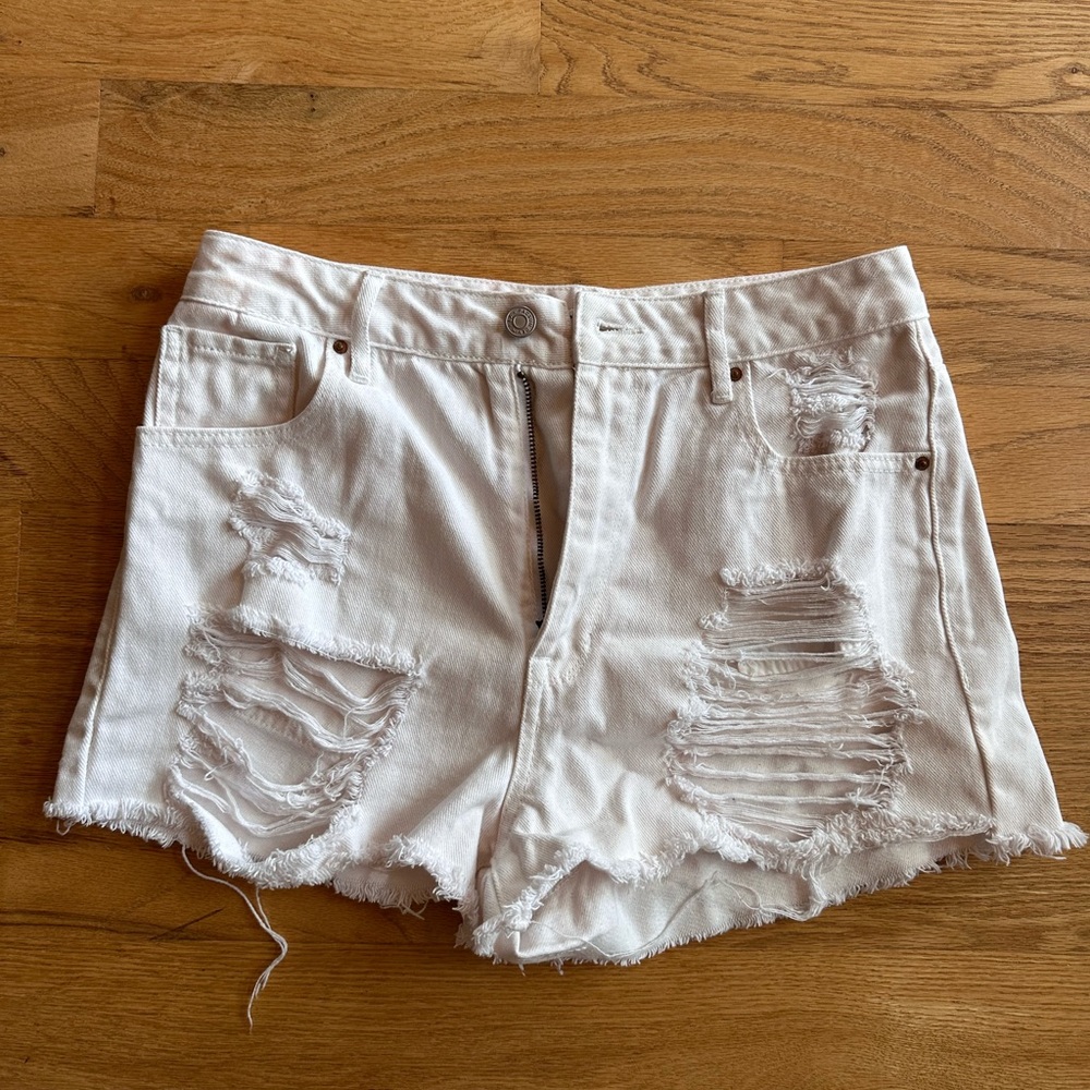 PacSun Distressed White Jean Shorts